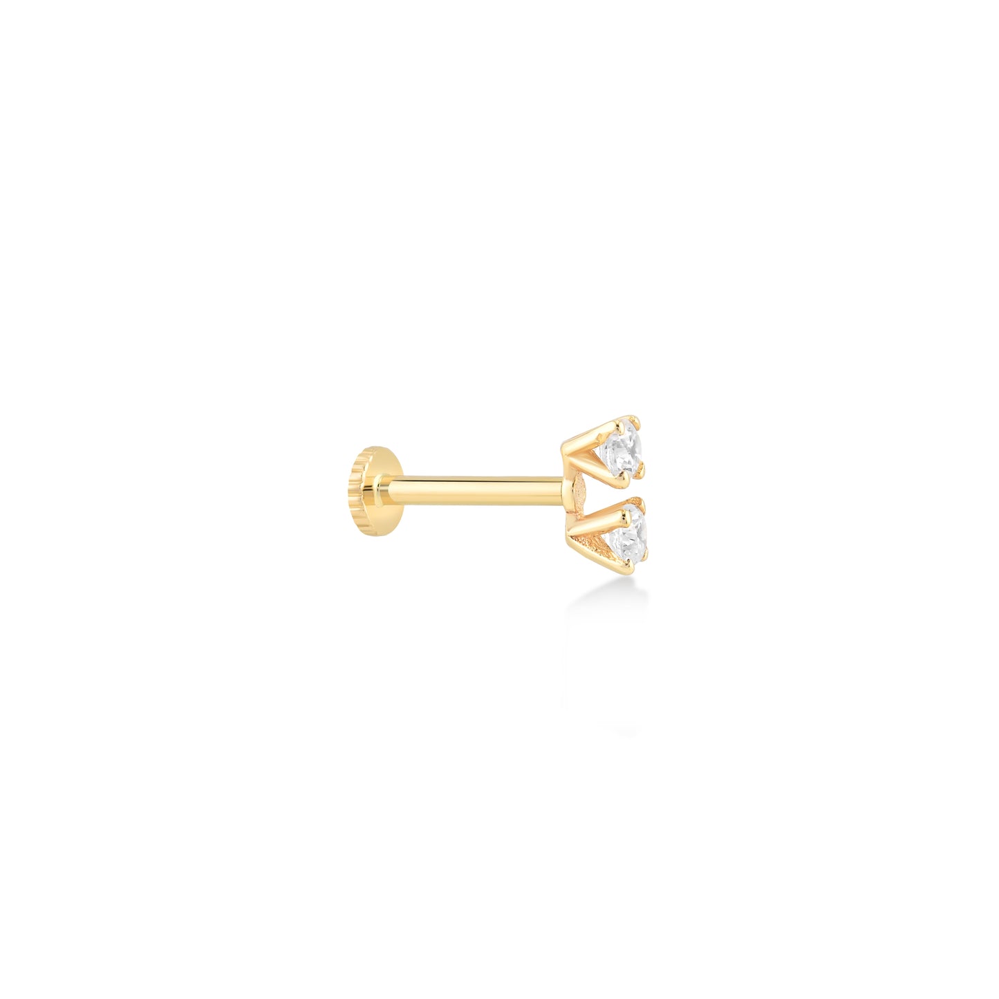Dual Stone Gold Piercing for Multi-Purpose Ear Styling