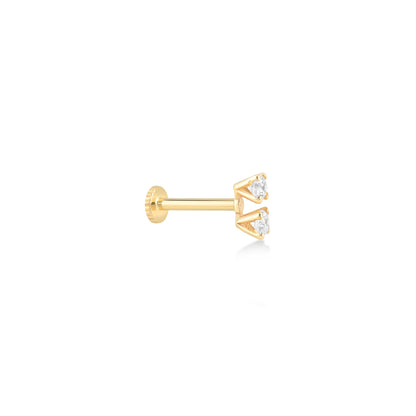 Dual Stone Gold Piercing for Multi-Purpose Ear Styling