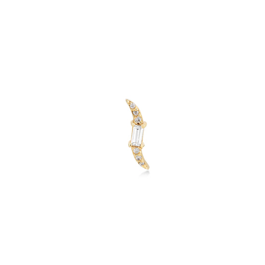 Curved Baguette and Round Zircon Gold Piercing - Handcrafted Sophistication
