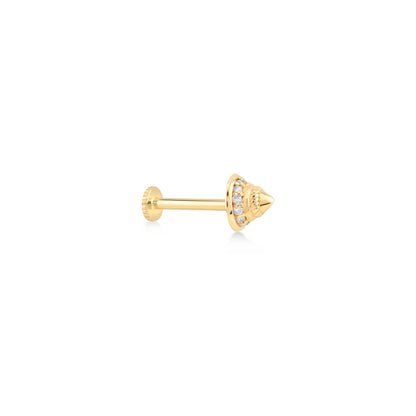Pointed Tip Gold Piercing Encrusted with Miniature Gems