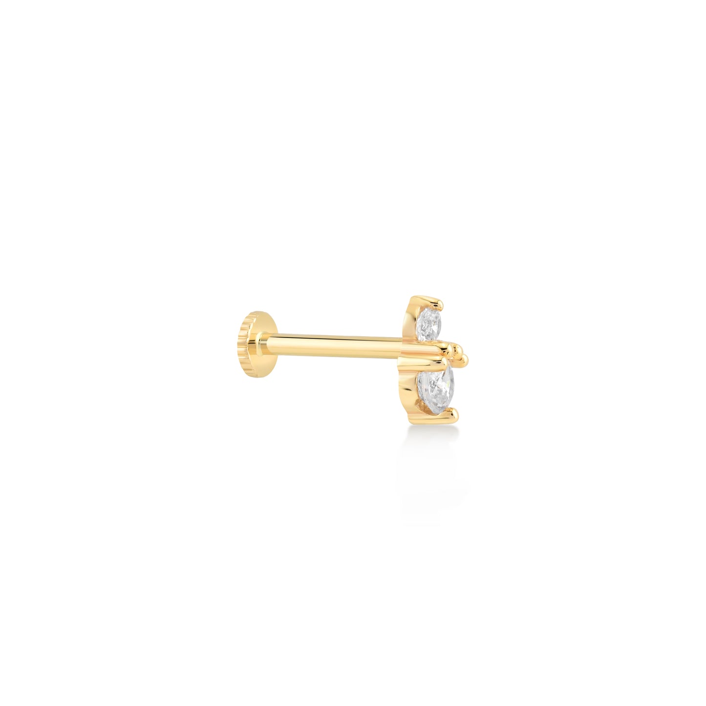 Dual Stone Stacked Gold Piercing | Unique Elegance
