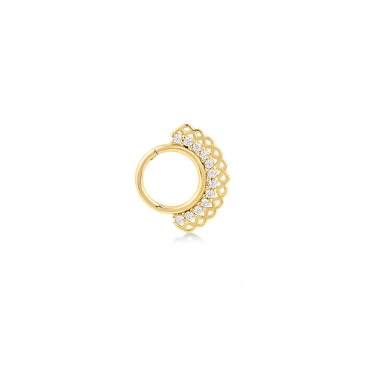 Exquisite Handcrafted 14K/18K Gold Set Stone Hoop Piercings | Diverse Placements & Stunning Finishes