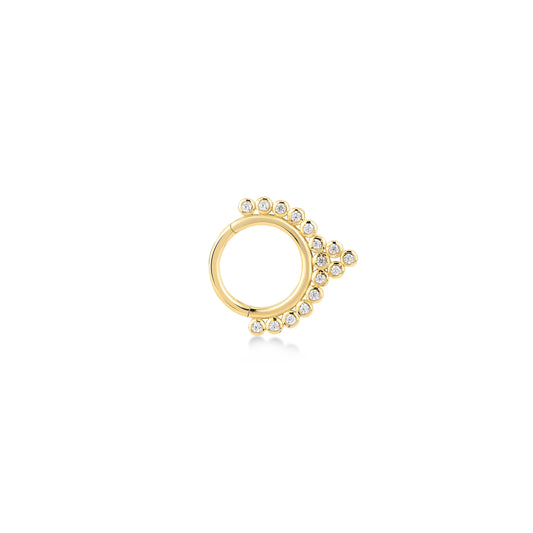 Exquisite Handcrafted 14K/18K Gold Stone-Adorned Hoop Piercings | Unique Design & Versatile Styles