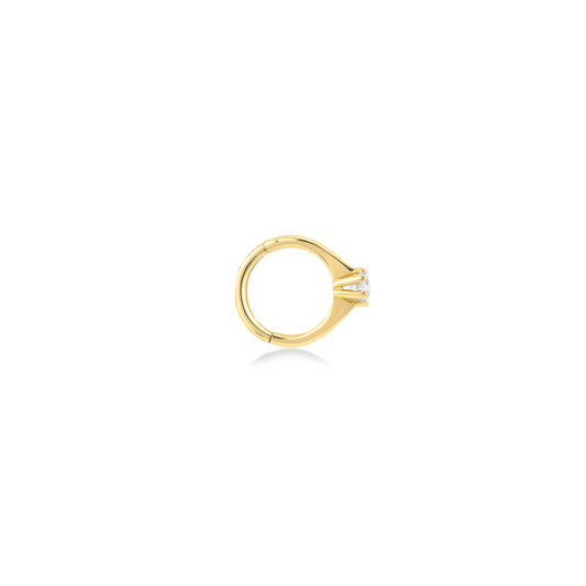 Handcrafted Gold Hoop Piercing | 11mm Length | Zircon Accent