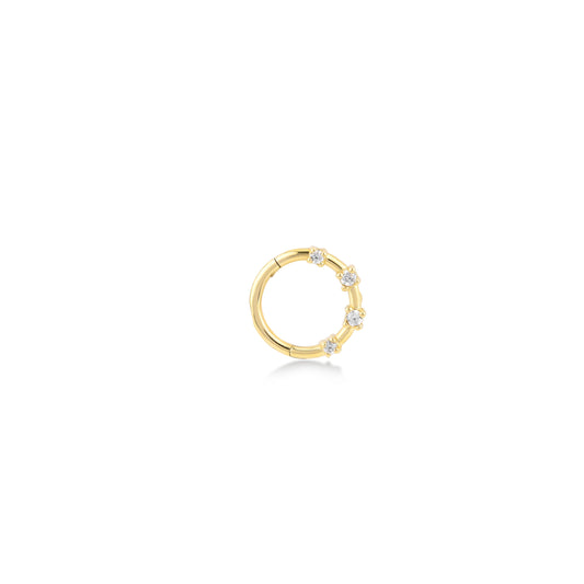 Chic 4-Stone Gold Hoop Piercing | 11mm Length